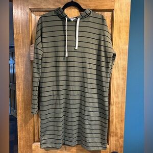 Billabong Women’s Striped Olive Green Hoodie Dress